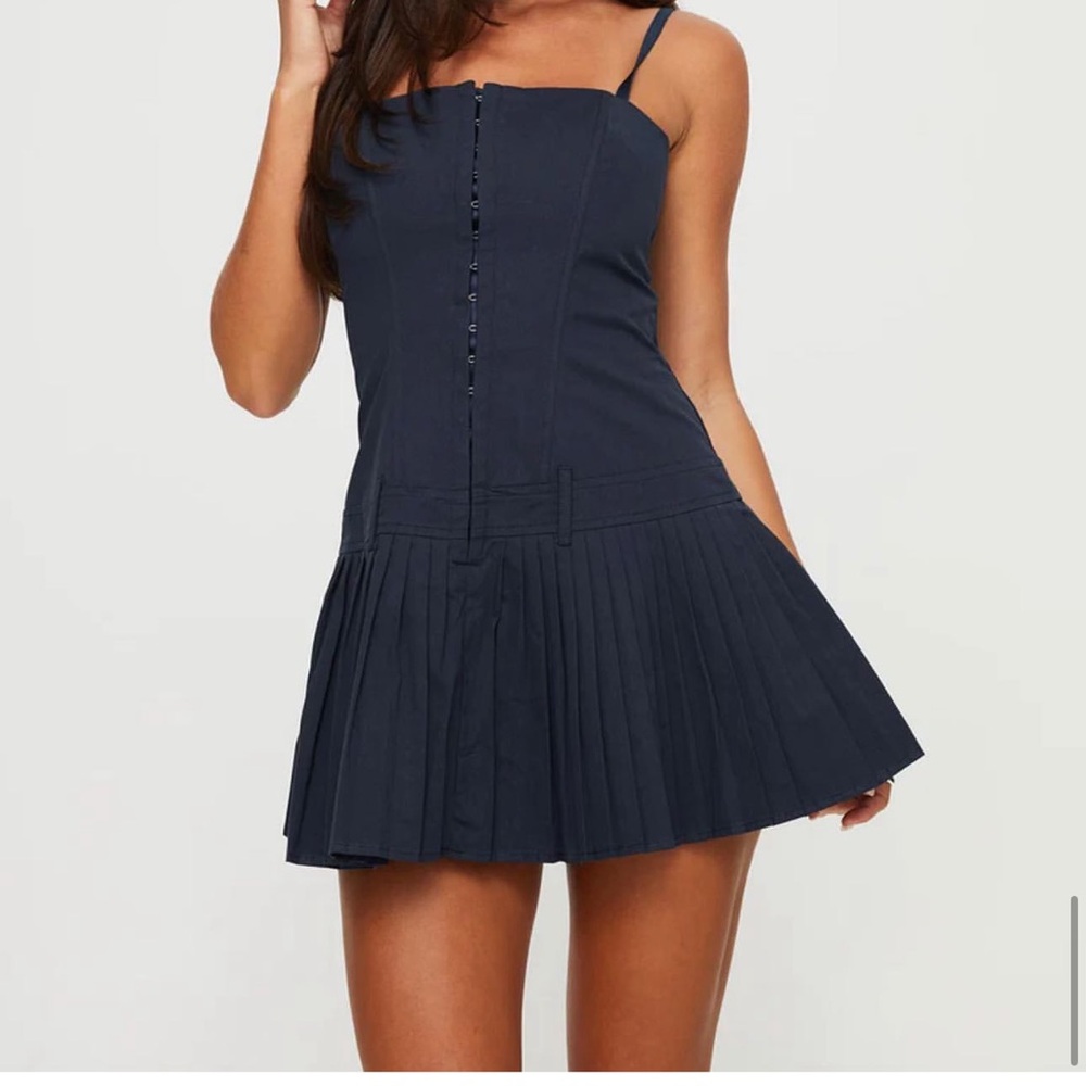 Size Small Princess Polly Navy Pleated Mini Dress worn once